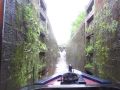 Entering Lock 14W at Mossley. This canal gets very little traffic as only 18 boats a week can transit the Standedge Tunnel (thats both ways!). As a result the locks are filled and emptied quite infrequently and so plants get a chance of a foothold. - Location: Mossley - Canal: Huddersfield Narrow