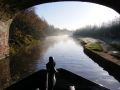 Leaving Stone on that very frosty morning and the canal is steaming in the cold air. - Location: Stone - Canal: Trent and Mersey
