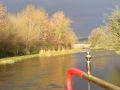 As we came down the Trent and Mersey south of Stone the clouds gathered behind us whilst we were in full sun. Looking back the contrast was striking. - Location: Near Weston - Canal: Trent and Mersey