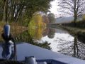 One of the joys of winter cruising is that there are so few boats around which means that often the surface of the canal is absolutely flat and smooth - especially if you make an early start in the morning! - Location: Near the Sow Aqueduct - Canal: Staffs and Worcester